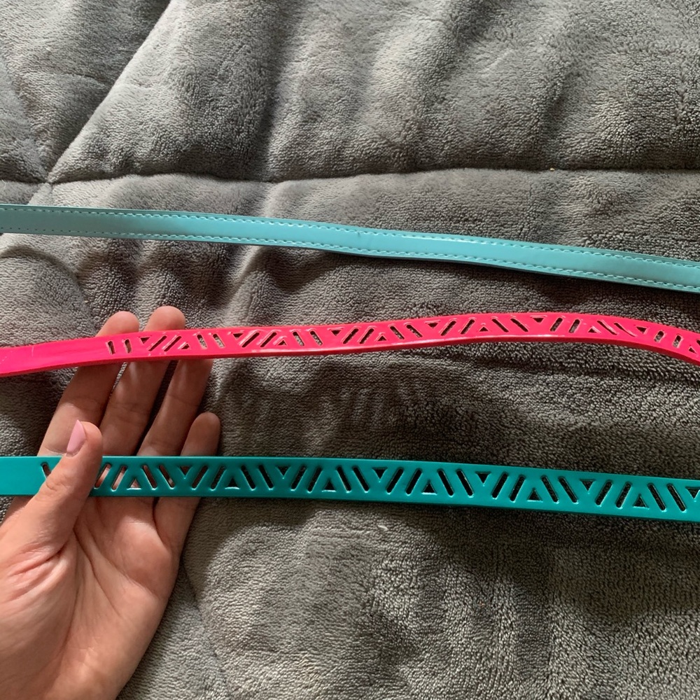 pink blue turquoise kids belts; read description
